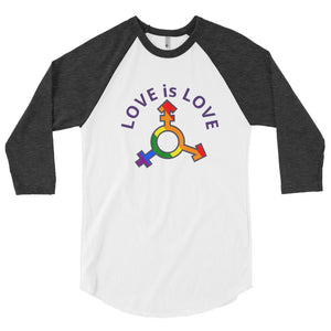 Bonky Love is Love 3/4 sleeve raglan unisex shirt