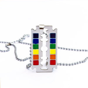 Bonky Rainbow Razor Blade Pendant Necklace